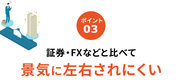 証券・FXなどと比べて景気に左右されにくい